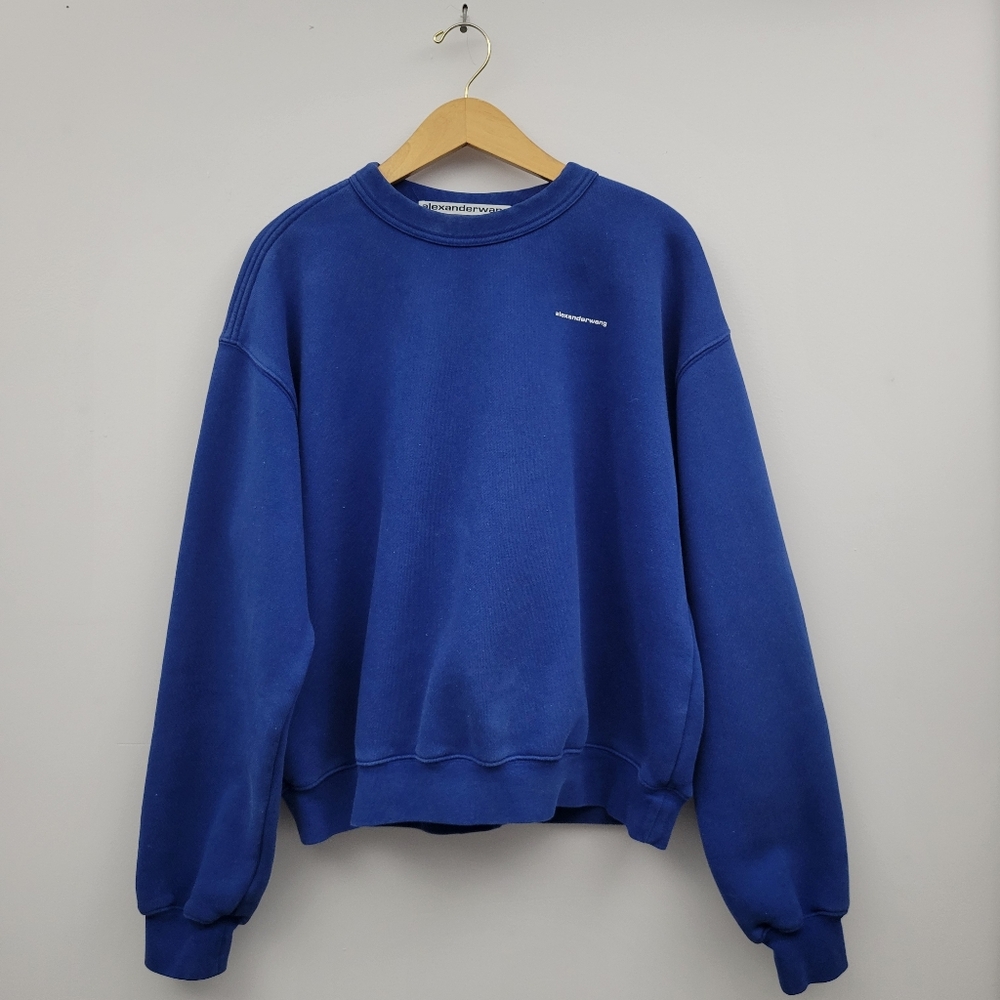 Alexander Wang Oversized Sweatshirt Blue Logo Sz XS